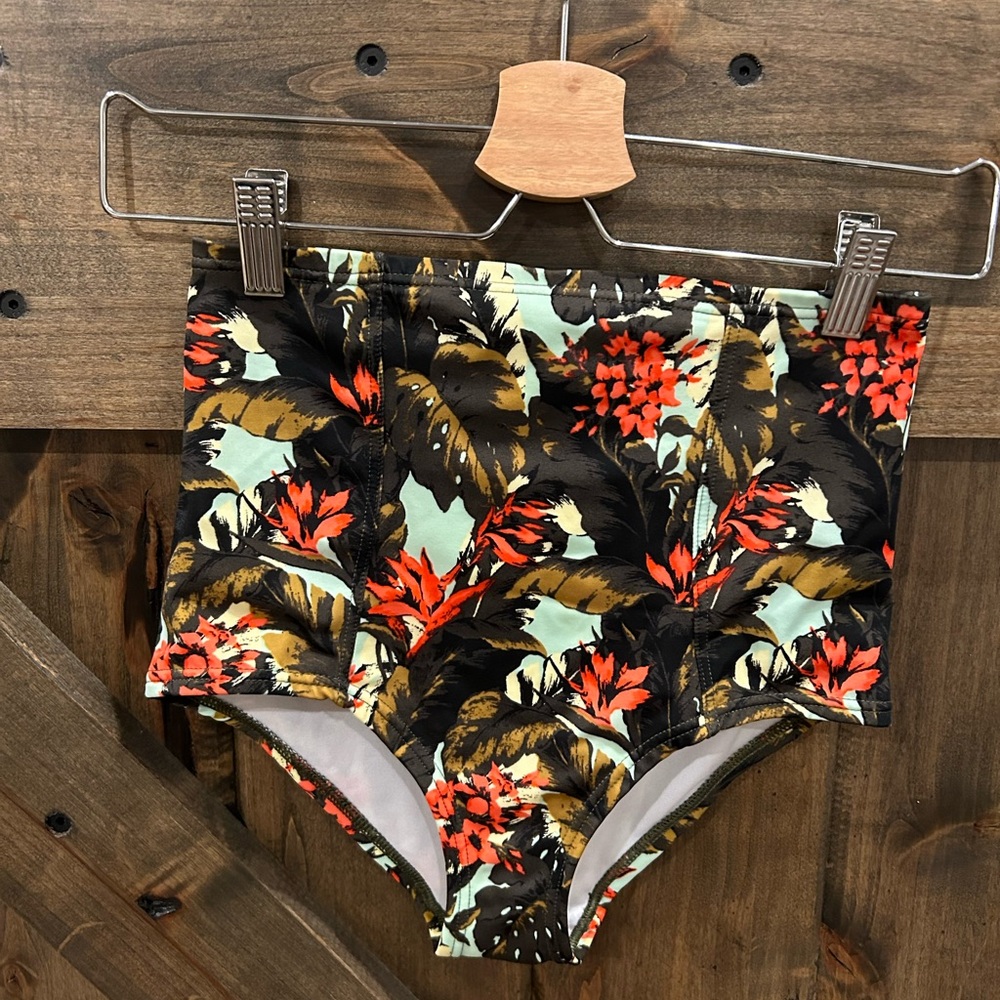 High waisted swim bottoms.